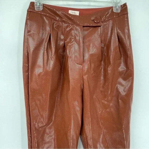 Camila Coelho Filomena Pant in Cognac size Large Women’s Faux Leather Lined - Picture 7 of 13